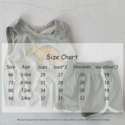 ノースリーブセットアップ ベビー セットアップ ダイナソー 恐竜 タンクトップ ショート パンツ【mh0001441】