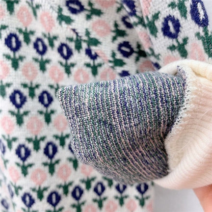 長袖ロンパース ベビー ニット ロンパース フラワー アーガイル ミーアキャット ライオン くま【mh0001497】