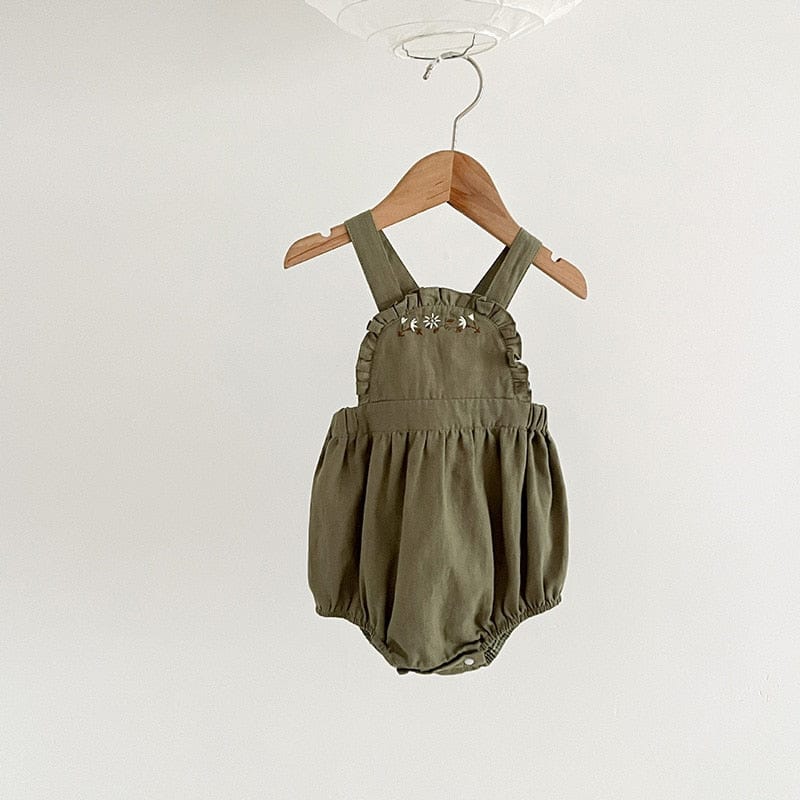 ノースリーブロンパース ベビー フラワー 刺繍 半袖 ノースリーブ ロンパース ブルマパンツ 半袖 ブラウス トップス【mh0001513】