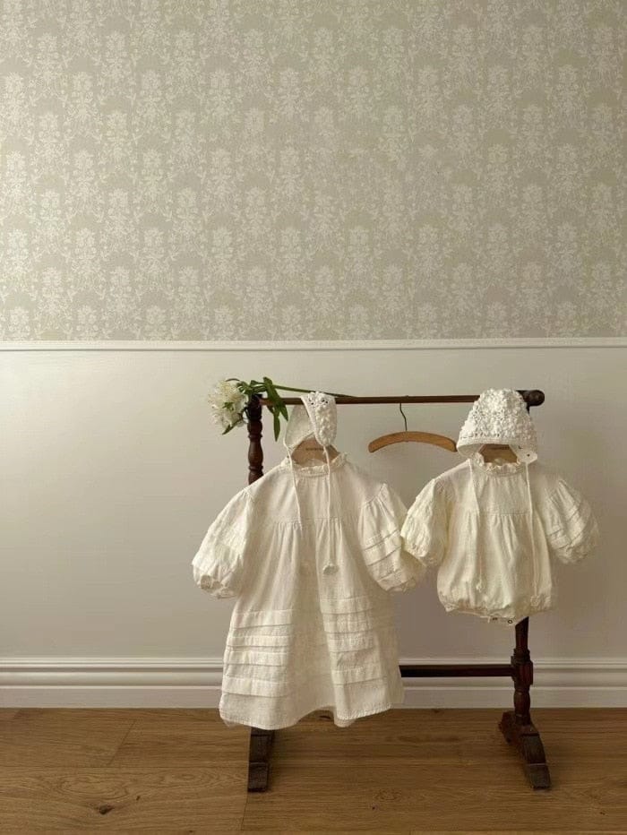 長袖ロンパース ベビー フリル スタンドカラー 長袖 パフスリーブ ロンパース【mh0001524】