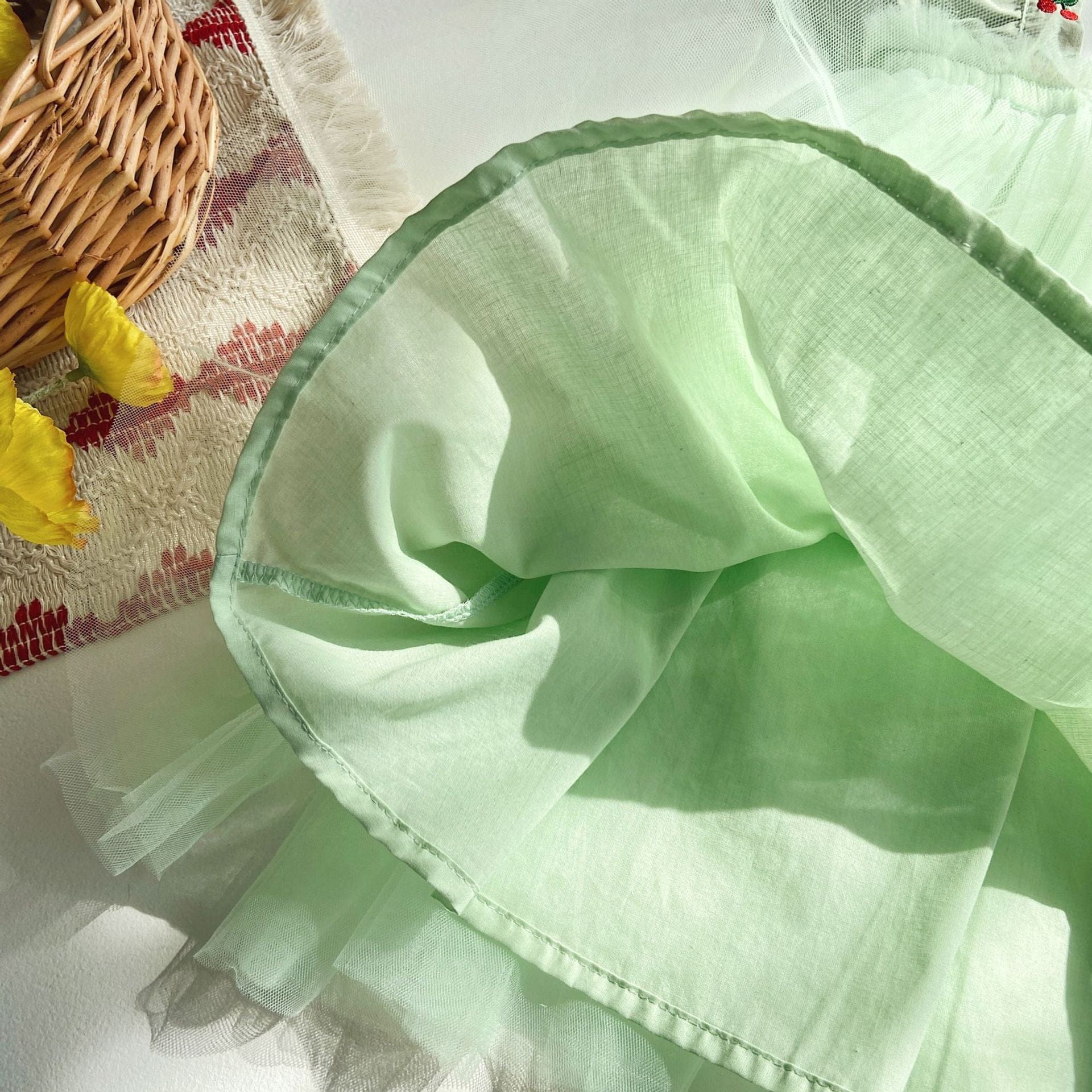 ノースリーブワンピース キッズ チェリー チュチュ チュール フリルスリーブ プリンセス ドレス ワンピース【mh0001536】