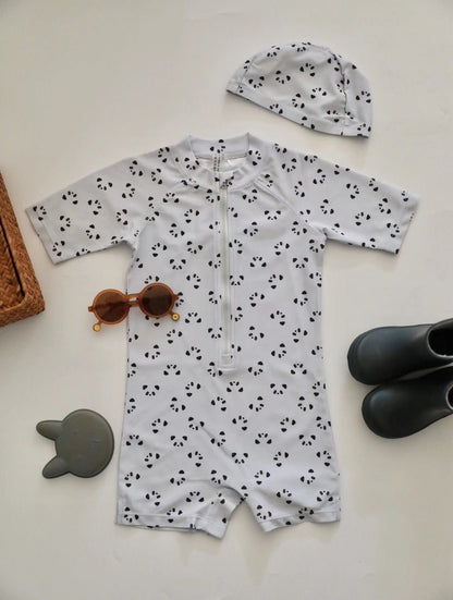 ベビー用水着 キッズ ボーイズ 水着 セット 長袖 トップス パンツ ラッシュガード スイムウェア 帽子 セット【mh0001541】