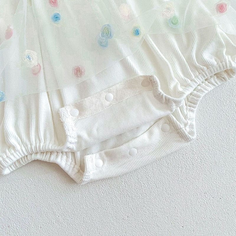 ノースリーブロンパース ベビー カラフル みずたま チュチュ チュール スカート キャミソール ロンパース【mh0001561】