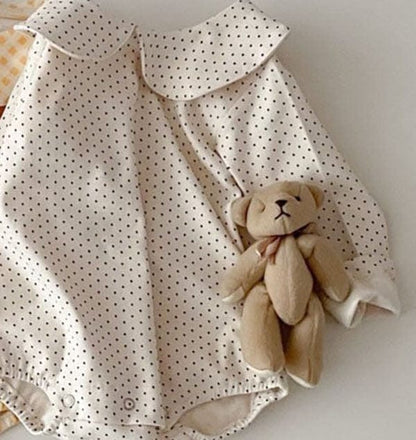 長袖ロンパース ベビー 丸襟 フラワー チェック 無地 長袖 シンプル ロンパース【mh0001564】