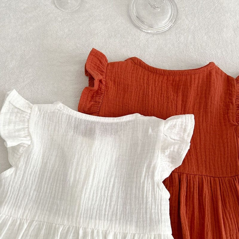 半袖ロンパース ベビー フリルスリーブ スカート シンプル ワンピース ロンパース【mh0001652】