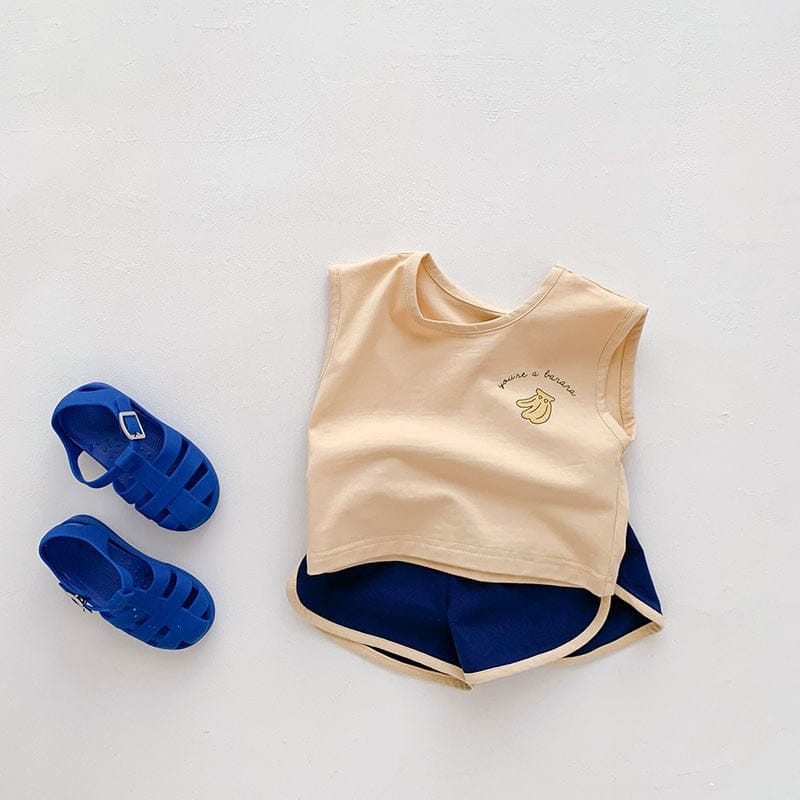 ノースリーブセットアップ ベビー カラフル フルーツ セットアップ タンクトップ ショートパンツ トラックパンツ【mh0001657】