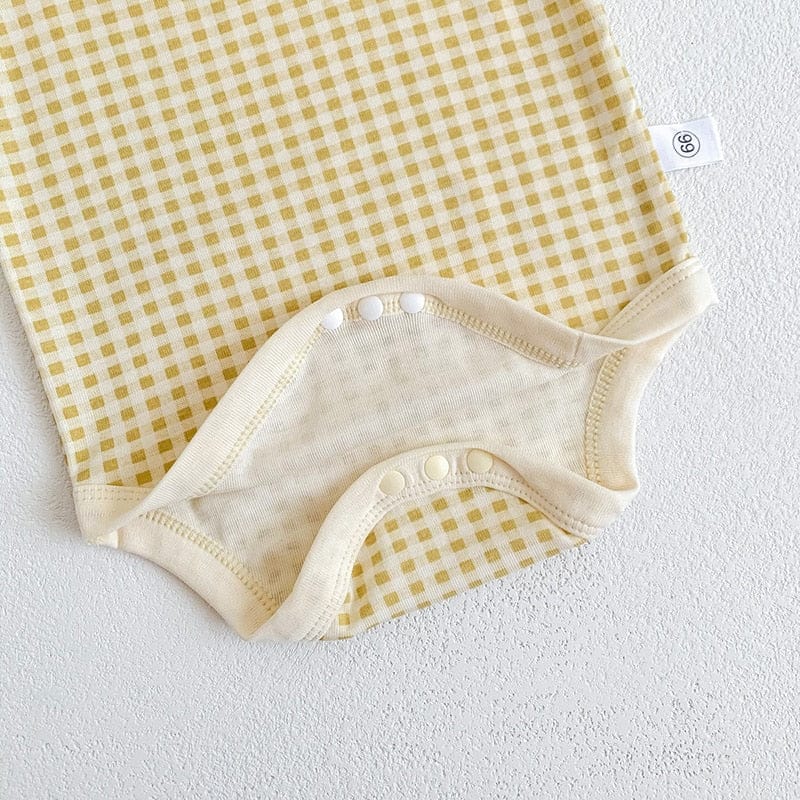 タンクトップ・キャミソール・ノースリーブトップス ベビー ギンガム チェック ノースリーブ キャミソール ベーシック ロンパース【mh0001676】