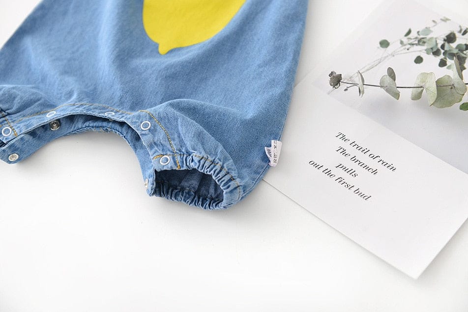 ノースリーブロンパース ベビー レモン デニム キャミソール ロンパース 帽子 セット【mh0001712】