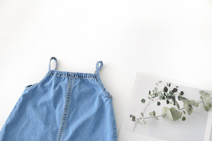 ノースリーブロンパース ベビー レモン デニム キャミソール ロンパース 帽子 セット【mh0001712】