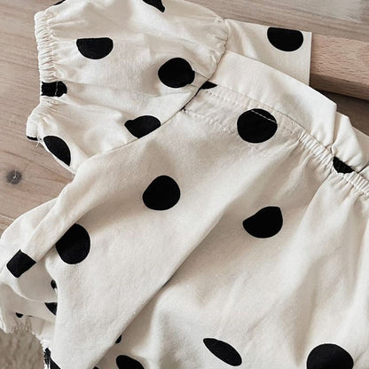 半袖ロンパース ベビー うさぎ ラビット 水玉 ドット 半袖 パフスリーブ ロンパース【mh0001866】