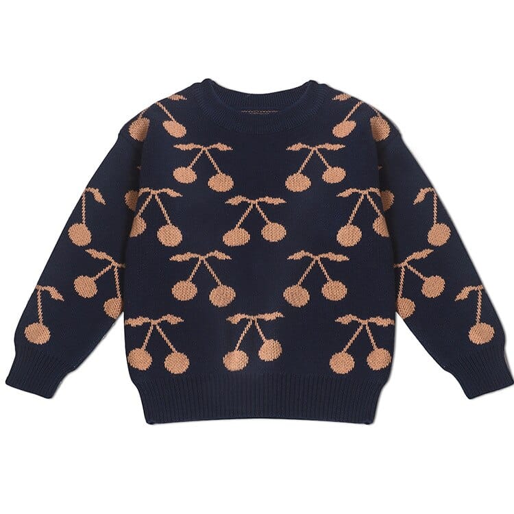 カーディガン・パーカー Navy Blue / 12M 80cm キッズ ニット チェリー さくらんぼ セーター トップス【mh0000994】