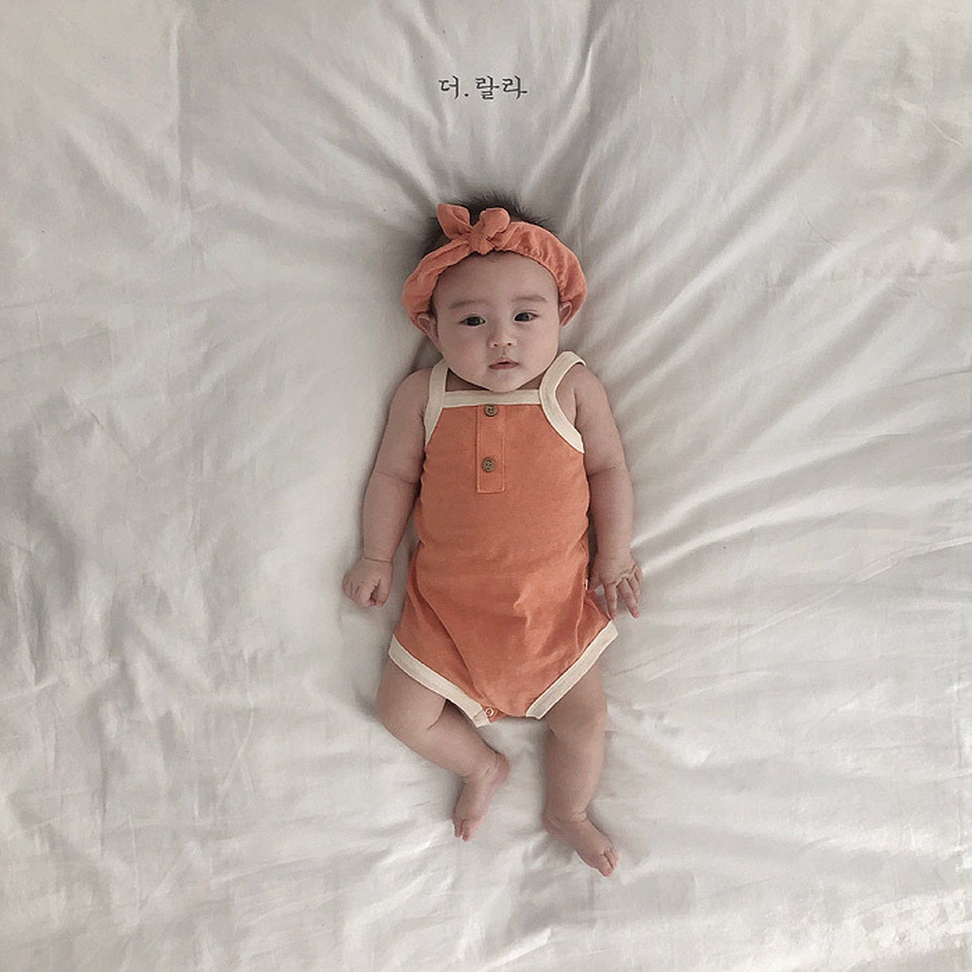 ノースリーブロンパース Orange / 9M 73cm ベビーロンパース キャミソールボディスーツ タンクロンパース 3カラー【mh0000535】