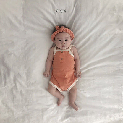 ノースリーブロンパース Orange / 9M 73cm ベビーロンパース キャミソールボディスーツ タンクロンパース 3カラー【mh0000535】