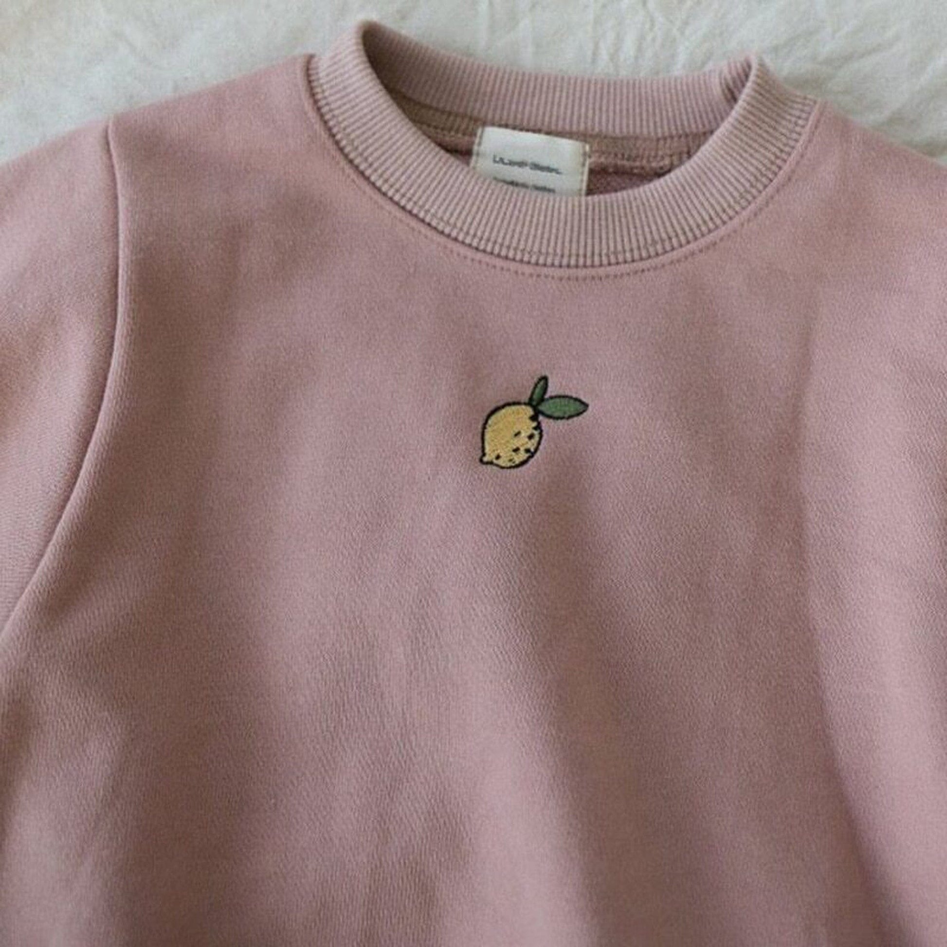 長袖ロンパース Pink / 6M 66cm ベビーロンパース レモン刺繍ワンポイント 長袖ボディスーツ グレー/ホワイト/ピンク/3カラー【mh0000418】