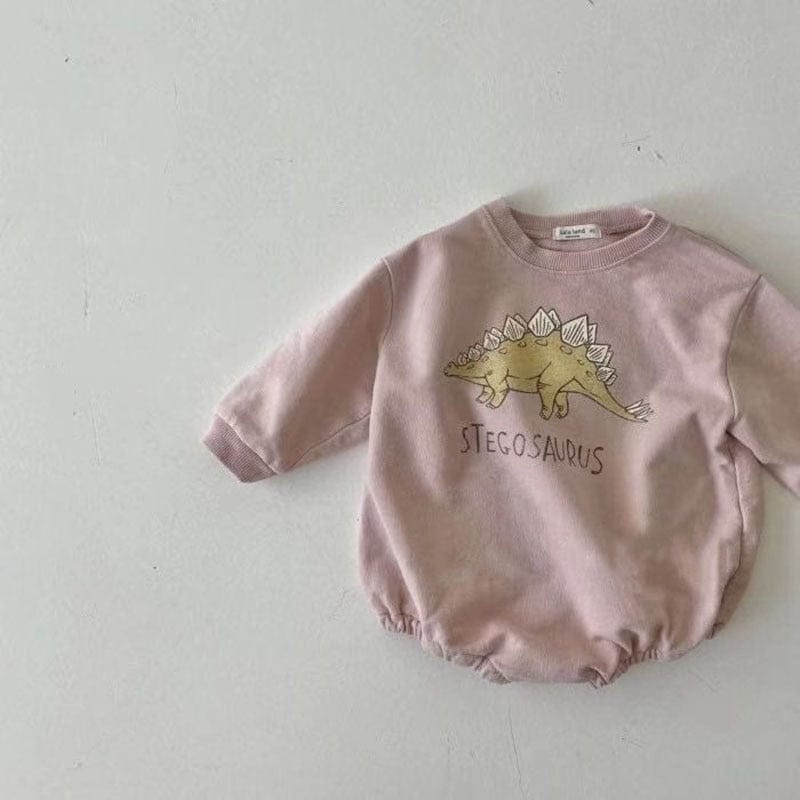 長袖ロンパース Pink / 6M 66cm ベビー ダイナソー 恐竜 長袖 ロンパース【mh0000961】