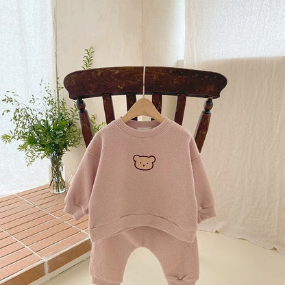 長袖セットアップ Pink / 6M 66cm ベビー セットアップ くま ベア スウェット トレーナー パンツ【mh0001490】