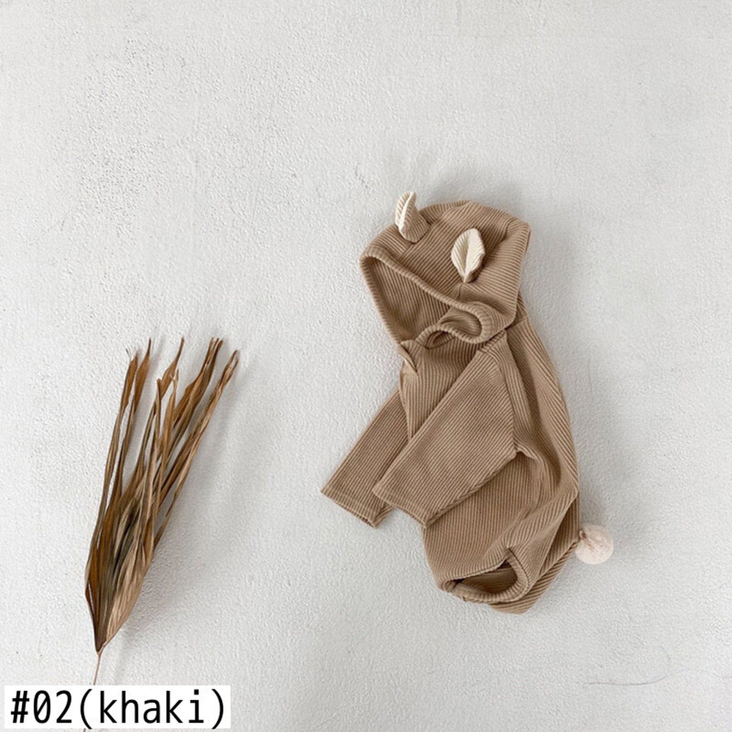 長袖ロンパース Pink / 90cm ベビー うさ耳 フーディ しっぽ ロンパース【mh0000360】