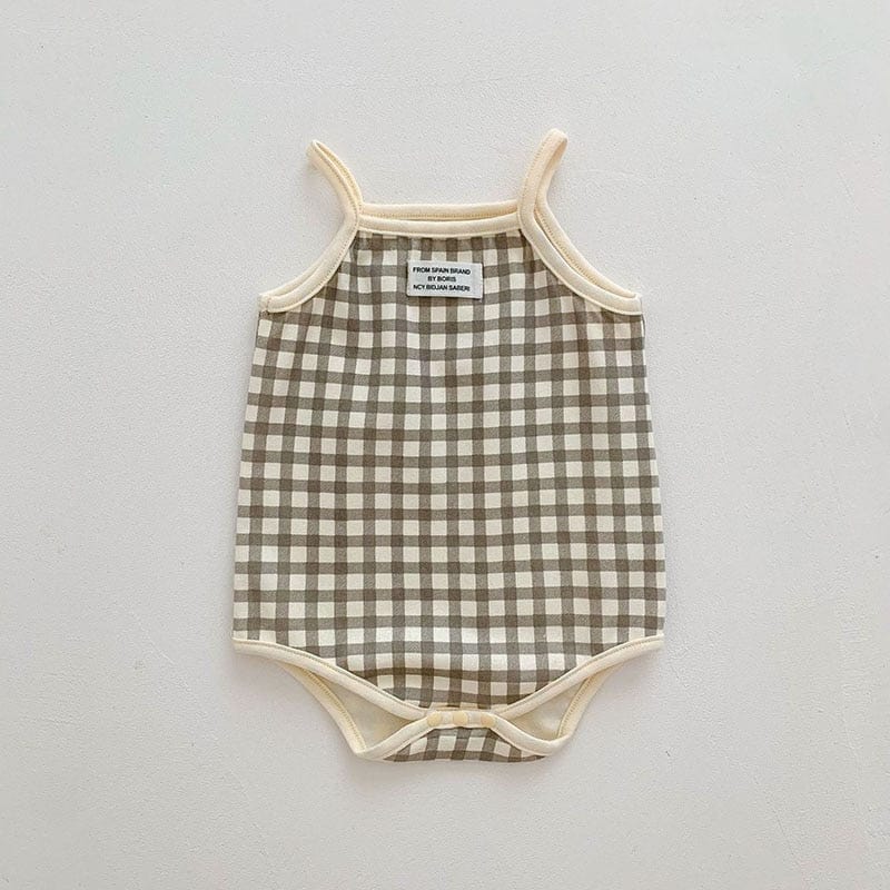 ノースリーブロンパース Plaid / 6M 66cm ベビー キャミソール ロンパース うさぎ バニー リーフ フラワー【mh0001356】