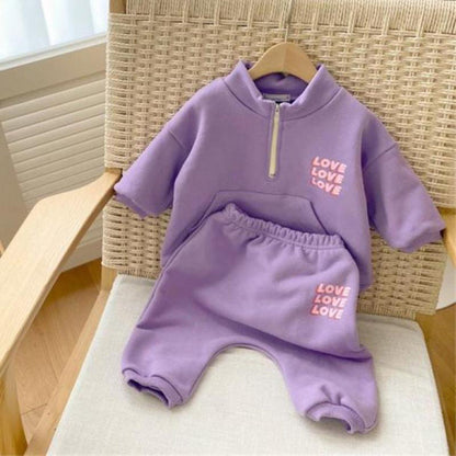長袖セットアップ Purple / 12M 80cm キッズ セットアップ ロゴ スウェット トップス パンツ【mh0000201】