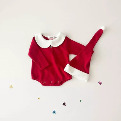 長袖ロンパース Red Bodysuit / 66cm / 取り寄せ（7〜21日） ベビー クリスマス 長袖 ロンパース とんがり帽子 セット