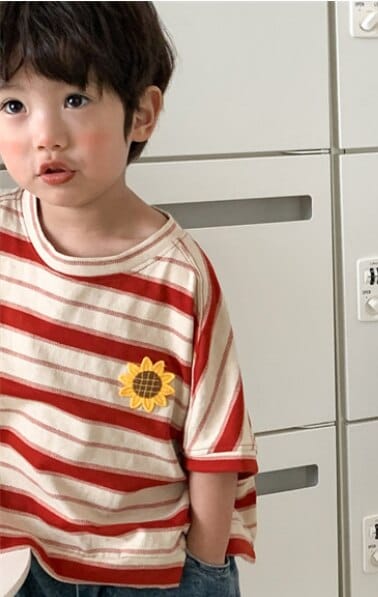 オーバーオール Red stripe t shirt / 80cm キッズ ボーダー 半袖 ルーズ Tシャツ デニム オーバーオール サスペンダー パンツ 5396C