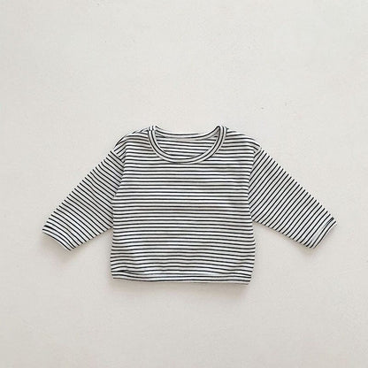 長袖セットアップ stripe blouse / 6M 66cm ベビー セットアップ くま ベア デニム オーバーオール サロペット ボーダー 長袖 Tシャツ【mh0001474】