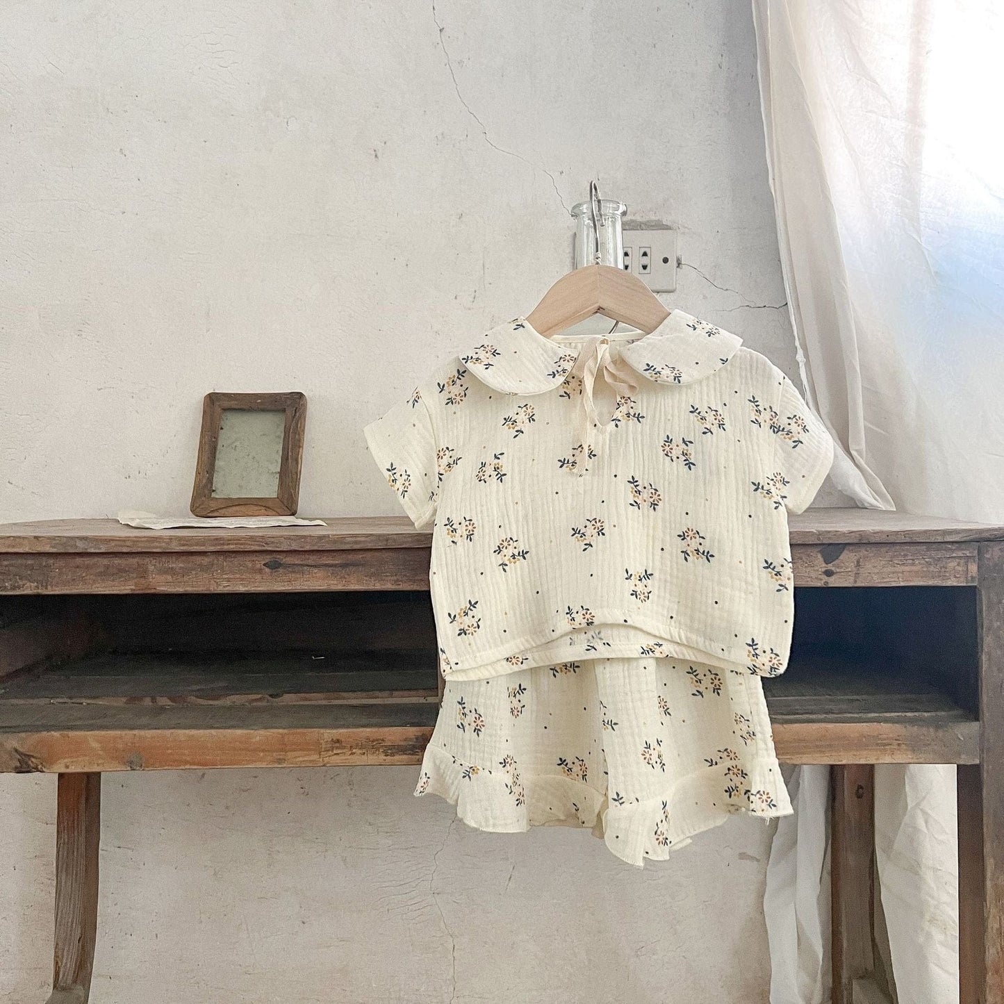 半袖ロンパース style A / 6M/66cm ベビー フラワー ナチュラル キャミソール ワンピース ロンパース 半袖 セットアップ【mh0001767】