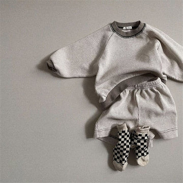 長袖セットアップ ☺︎ キッズ ワッフル セットアップ 長袖 Tシャツ ショートパンツ ボーイズ