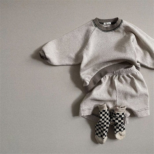 長袖セットアップ ☺︎ キッズ ワッフル セットアップ 長袖 Tシャツ ショートパンツ ボーイズ