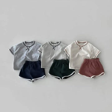 半袖セットアップ ベビー セットアップ ステッチ 半袖 Tシャツ ショートパンツ