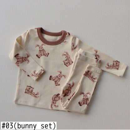 長袖パジャマ ベビー セットアップ くま うさぎ パジャマ ロンパース パンツ Tシャツ【mh0000466】