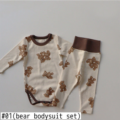長袖パジャマ ベビー セットアップ くま うさぎ パジャマ ロンパース パンツ Tシャツ【mh0000466】