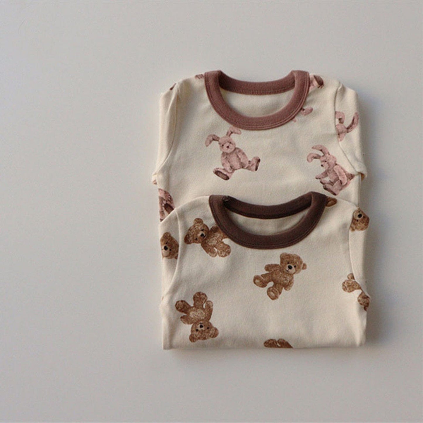 長袖パジャマ ベビー セットアップ くま うさぎ パジャマ ロンパース パンツ Tシャツ【mh0000466】