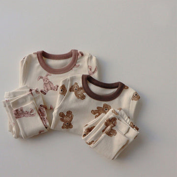 長袖パジャマ ベビー セットアップ くま うさぎ パジャマ ロンパース パンツ Tシャツ【mh0000466】