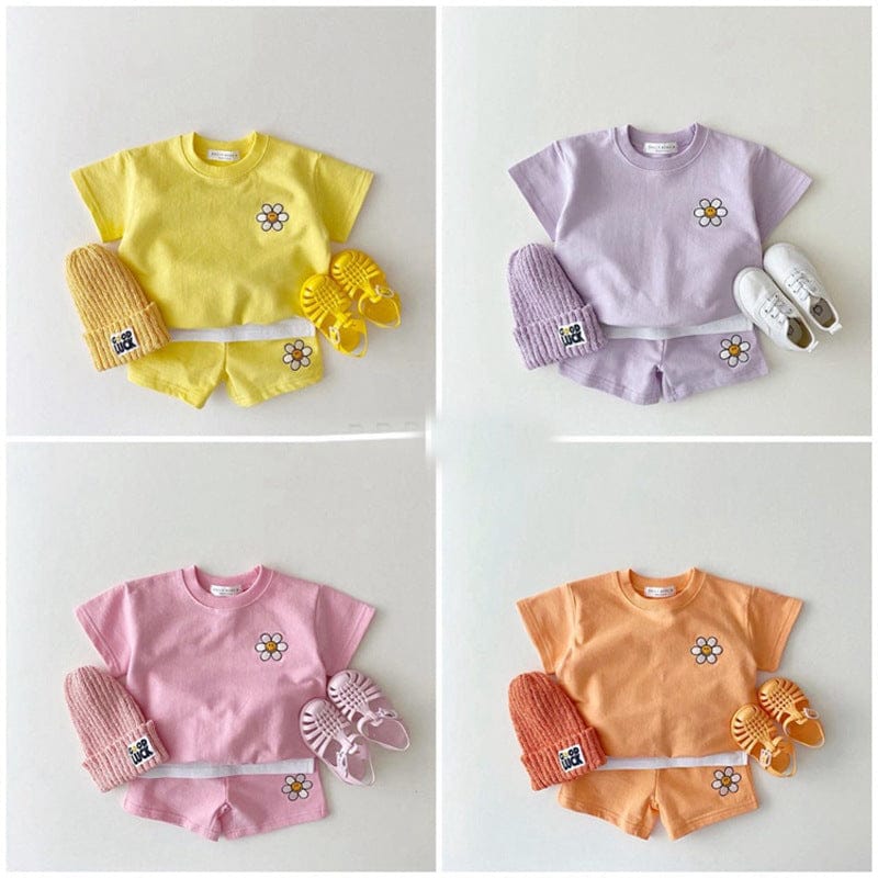 半袖セットアップ ベビー キッズ セットアップ 半袖 Tシャツ ショート パンツ フラワー チーズ スマイル ハート ミーアキャット【mh0000687】