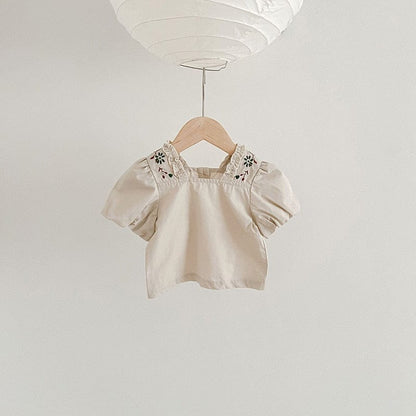 ノースリーブロンパース Tee / 12M/80cm ベビー フラワー 刺繍 半袖 ノースリーブ ロンパース ブルマパンツ 半袖 ブラウス トップス【mh0001513】