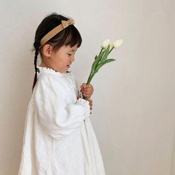 長袖ワンピース White / 12M 80cm キッズ フリルネック Aライン ワンピース【mh0000203】