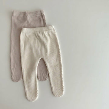 レギンスパンツ White / 24M 90cm ベビー リブ 足つき レギンス パンツ タイツ【mh0000074】