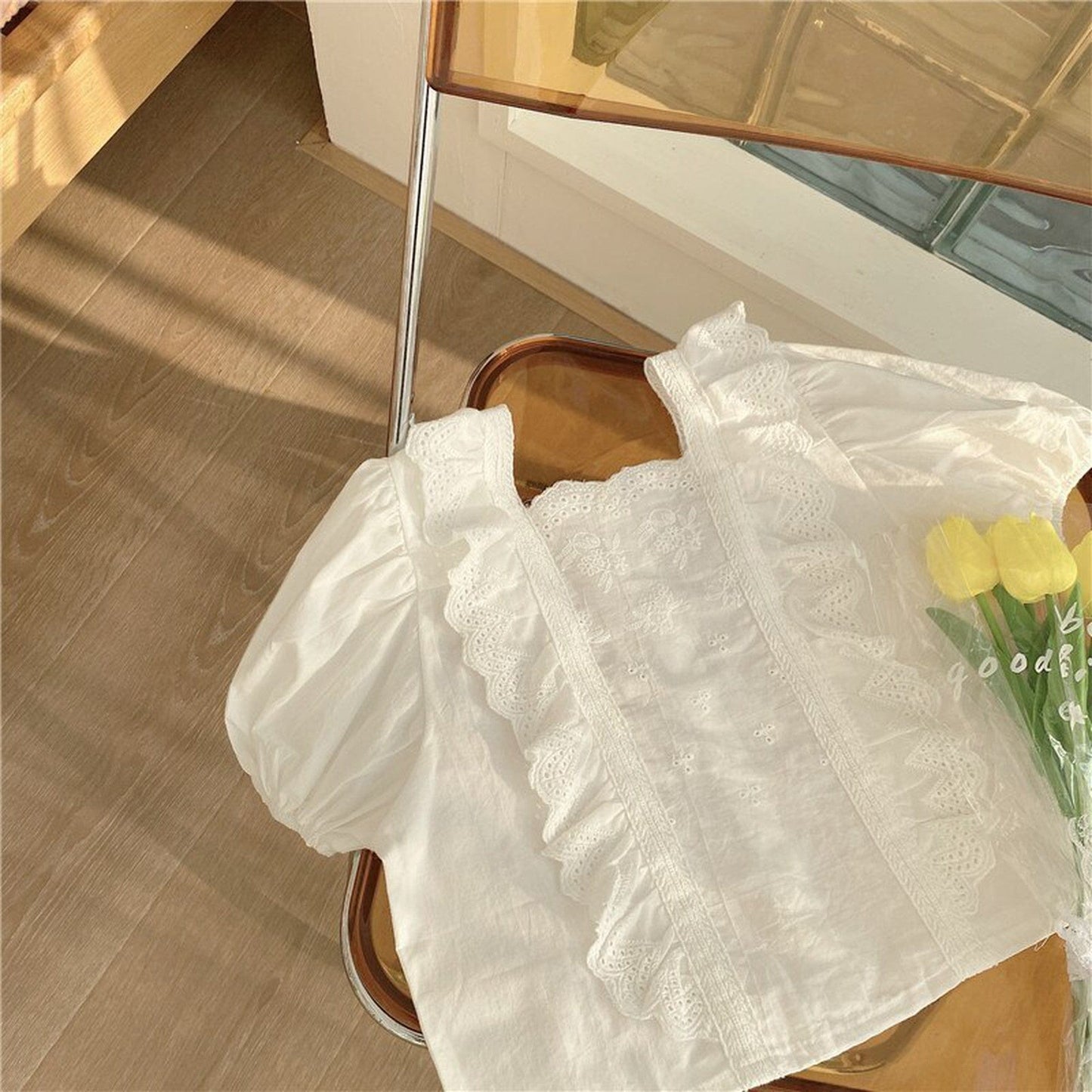 半袖シャツ・ブラウス White / 3T/100cm キッズ フリル 半袖ブラウス【mh0000435】