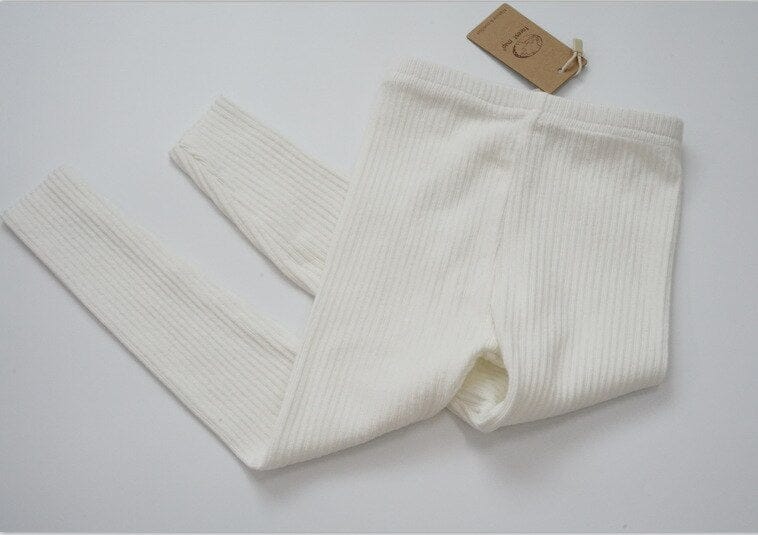 レギンスパンツ White / 3T 90cm キッズ シンプル リブ レギンスパンツ