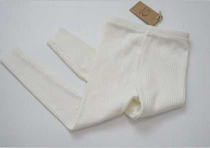 レギンスパンツ White / 3T 90cm キッズ シンプル リブ レギンスパンツ