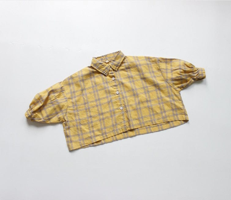 長袖シャツ・ブラウス Yellow / 3T 90cm / 取り寄せ（7〜35日） キッズ チェック ルーズ シャツ