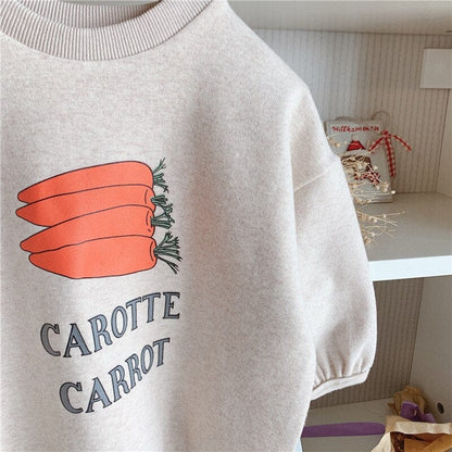 長袖Tシャツ キッズ にんじん ロング スウェットシャツ ワンピース