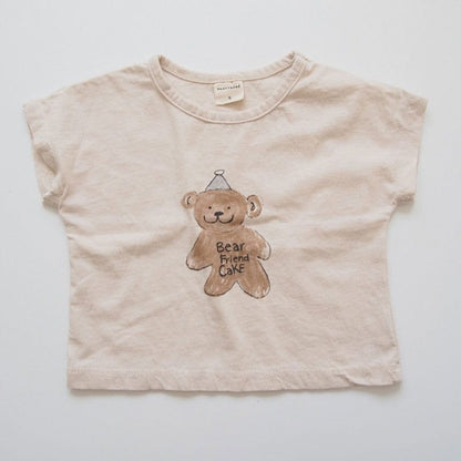 半袖Tシャツ Apricot t shirt / 6M/66cm ベビー くま ベア 半袖 ルーズ Tシャツ トップス ショートパンツ 5395A