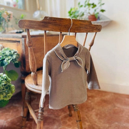 長袖Tシャツ Coffee / 9M 73cm / 取り寄せ（7〜35日） ベビー リボン スカーフカラー 長袖 Tシャツ ブラウス