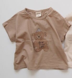 半袖Tシャツ Coffee t shirt / 6M/66cm ベビー くま ベア 半袖 ルーズ Tシャツ トップス ショートパンツ 5395A