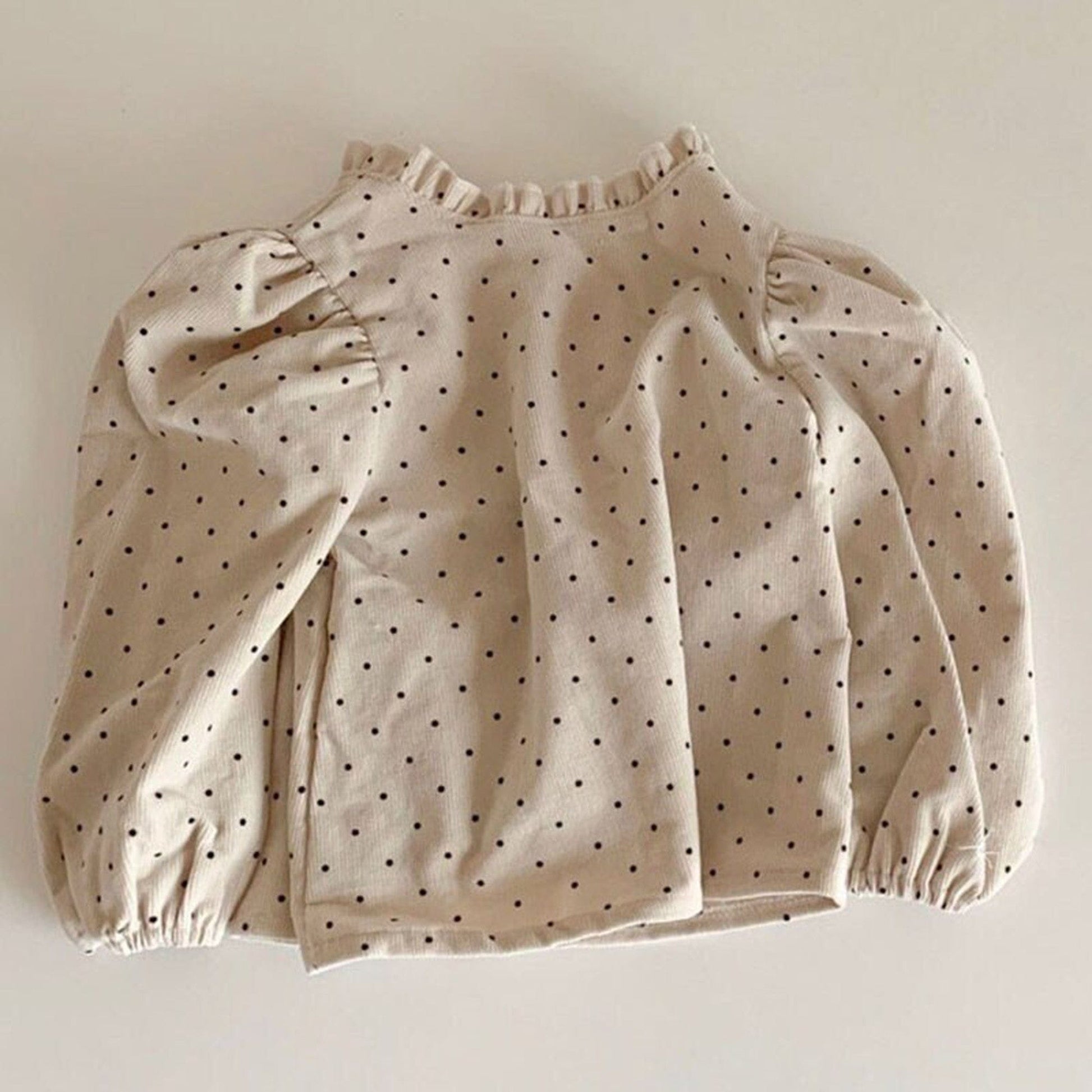 長袖Tシャツ Dot / 6M 66cm ベビートップス 長袖パフスリーブブラウス  ベージュ/水玉ドットプリント【mh0000411】