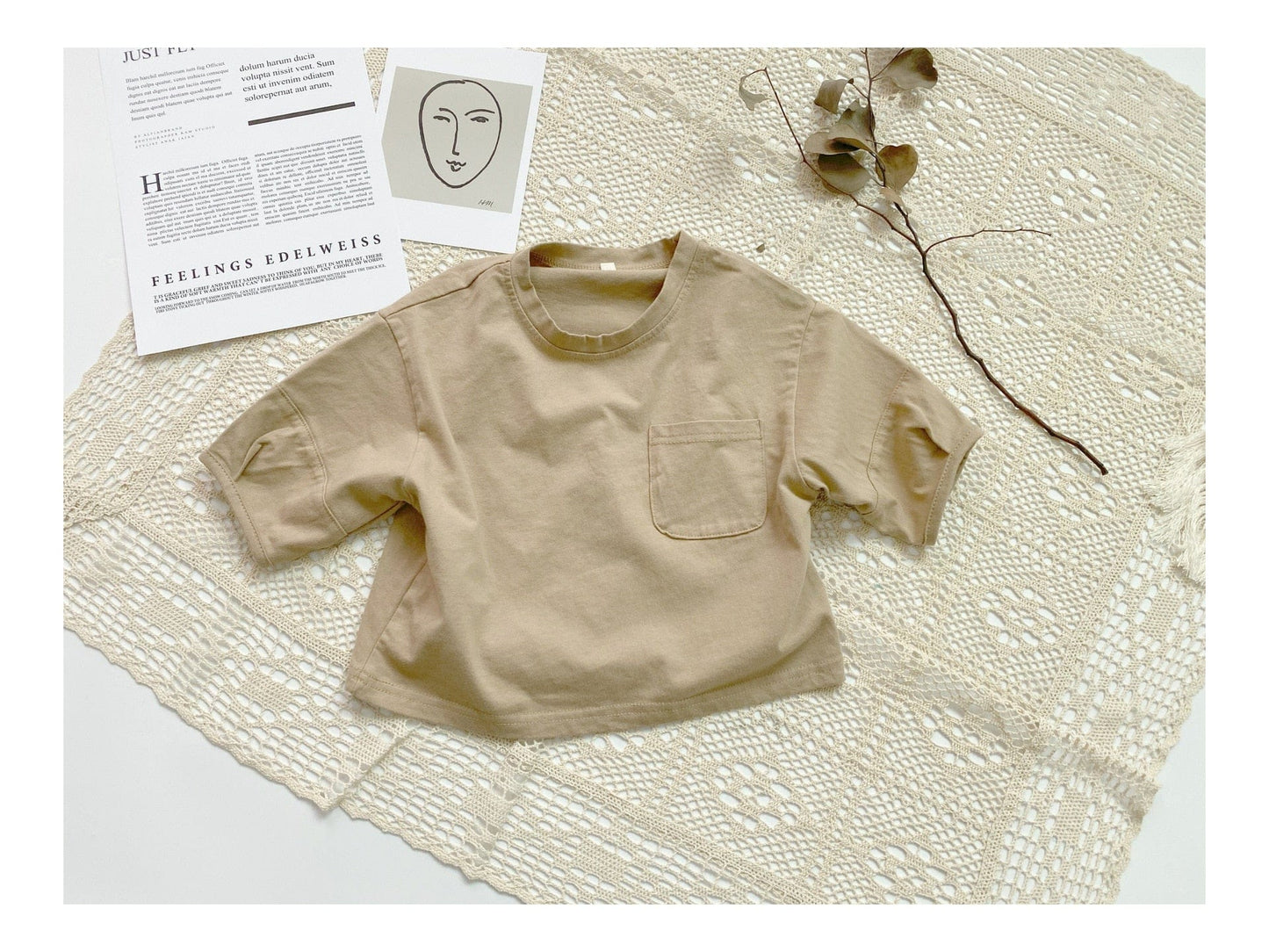 半袖Tシャツ Khaki / 3T/90cm / 取り寄せ（7〜35日） キッズ ルーズ シンプル 半袖 Tシャツ