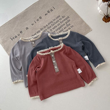 長袖Tシャツ ベビー フラワー レース ワンポイント 長袖 Tシャツ ブラウス トップス ガールズ