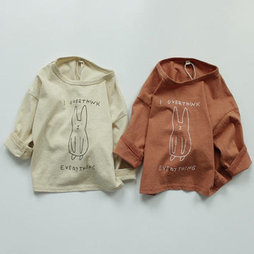 長袖Tシャツ キッズ うさぎ ラビット プリント 長袖 Tシャツ